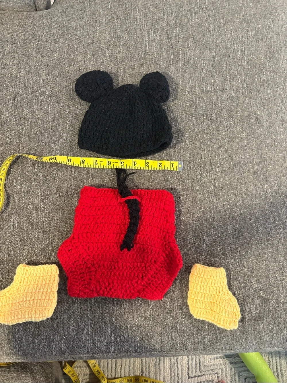 Baby Mickey handmade knit Crochet Costume Set - photo shoot/costume